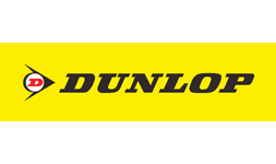 The logo for Dunlop Tyres with a yellow background